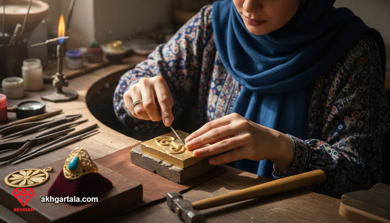 تصویر اصلی مقاله طلاسازی دستی، یک طلاساز ایرانی را در حال شکل‌دهی دقیق طلا با سوهان نشان می‌دهد که نمادی از صبر، مهارت و خلق زیبایی در هنر طلاسازی ارومیه است. این عکس مفهوم تبدیل فلز خام به جواهر درخشان را به خوبی به تصویر می‌کشد و اهمیت طلاسازی دستی را برجسته می‌سازد.