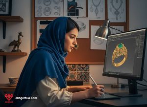 طراحی زیورآلات طلا با استفاده از نرم‌افزار سه‌بعدی ماتریکس گلد (MatrixGold) یا راینو (Rhino) روی کامپیوتر، طراحی طلا با کامپیوتر و آموزش نرم‌افزارهای طلاسازی